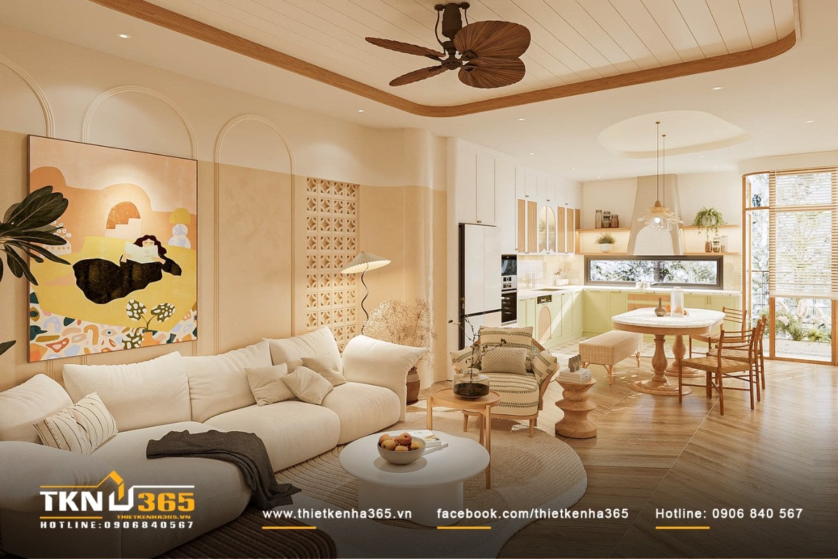 Thiết kế nội thất cho phòng khách sử dụng các món đồ nội thất có kích thước lớn