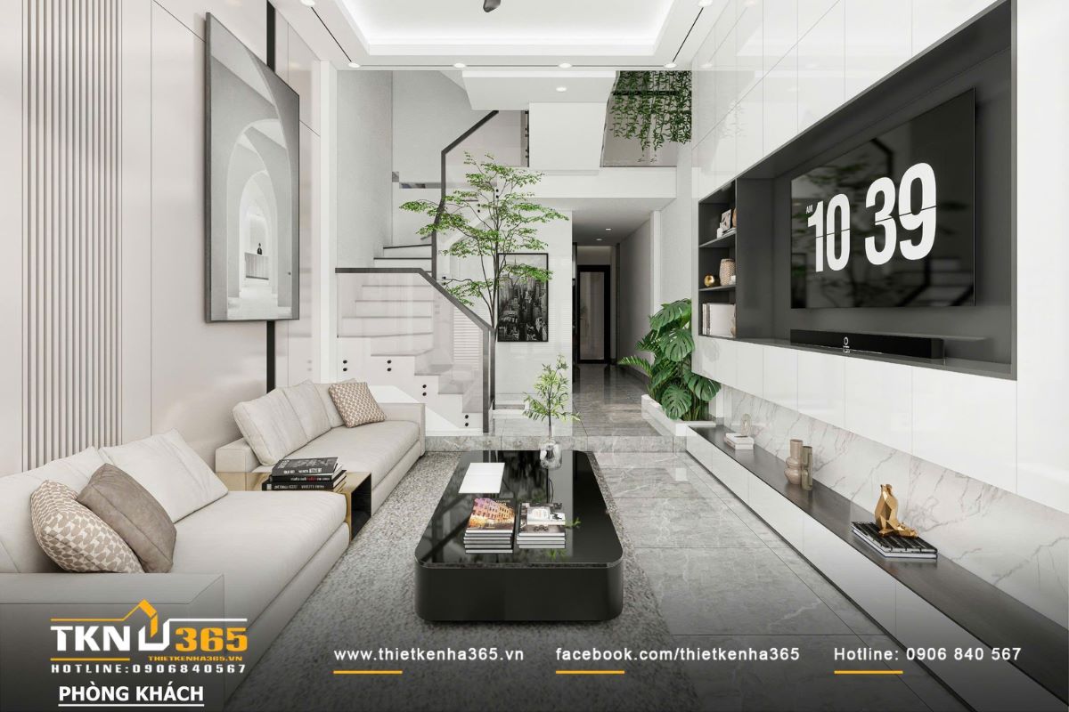 Tone xám chủ đạo tạo nên không gian hiện đại