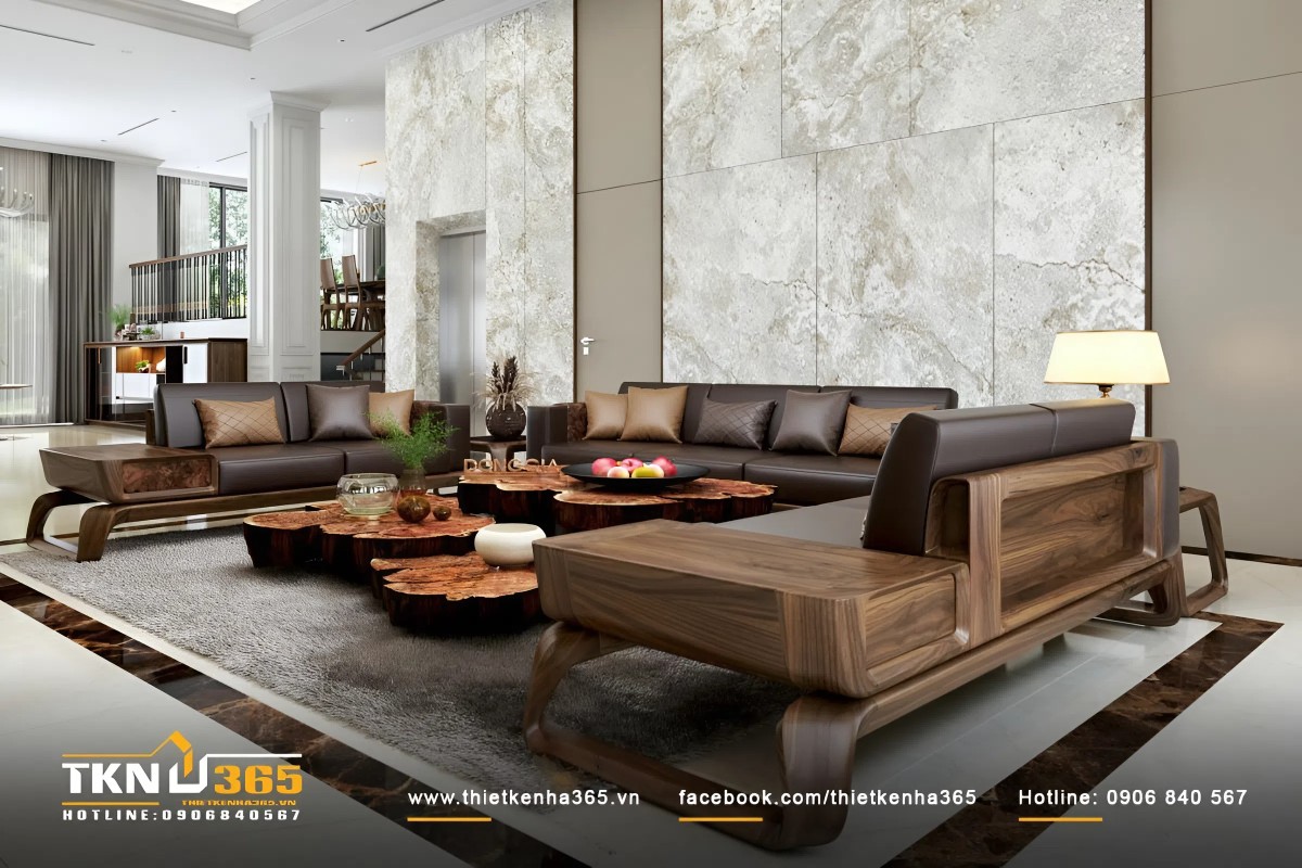 Bộ b&agrave;n ghế gỗ &oacute;c ch&oacute; sang trọng tạo kh&ocirc;ng gian m&aacute;t mẻ v&agrave;o m&ugrave;a h&egrave; v&agrave; ấm &aacute;p trong m&ugrave;a đ&ocirc;ng