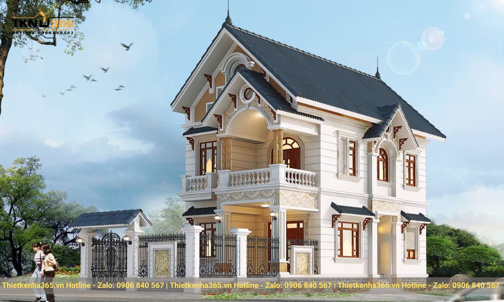 Thiết kế biệt thự 2 tầng mái Thái tân cổ điển nổi bật với vẻ đẹp thanh lịch và quý phái