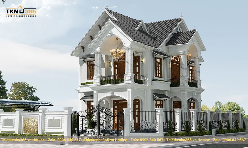 Các mẫu thiết kế nhà biệt thự 2 tầng mái Thái 2 mặt tiền đẳng cấp