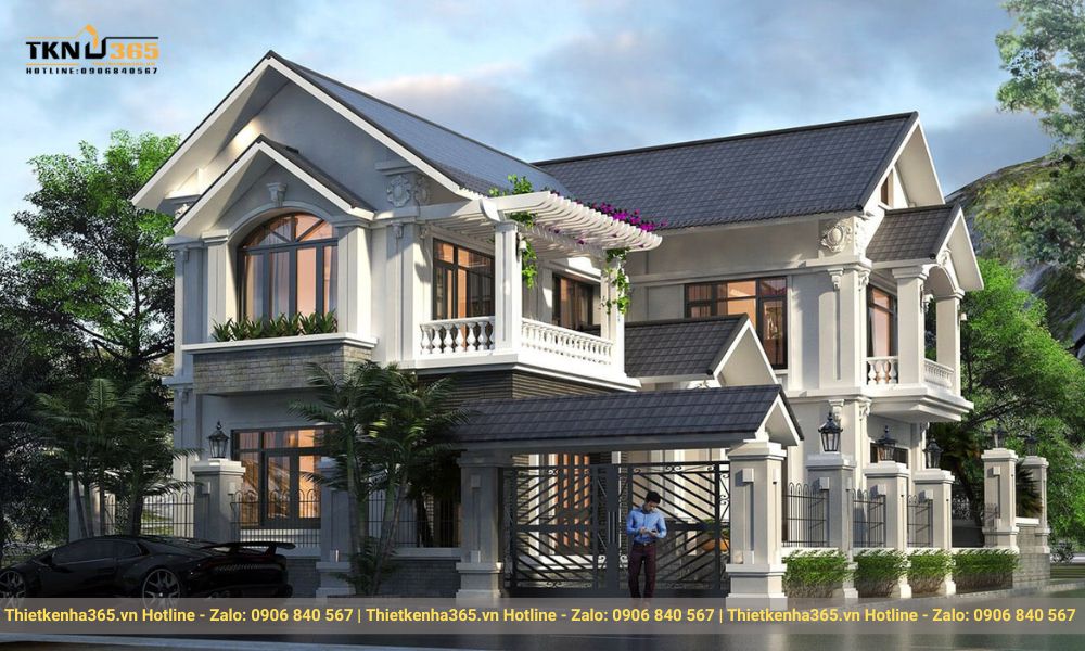 Biệt thự mái Thái 2 tầng đẹp rộng rãi phủ cây xanh hài hòa