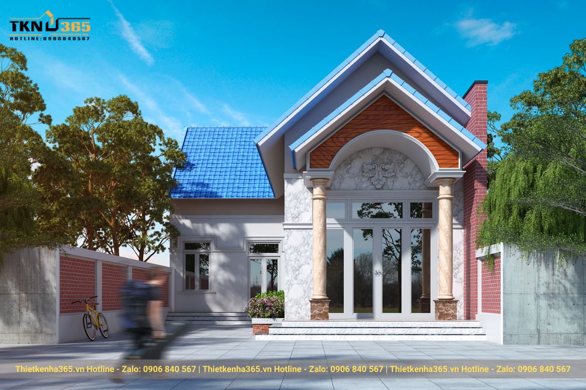 Mẫu biệt thự mái thái có sân vườn rộng thích hợp cho trẻ em vui chơi