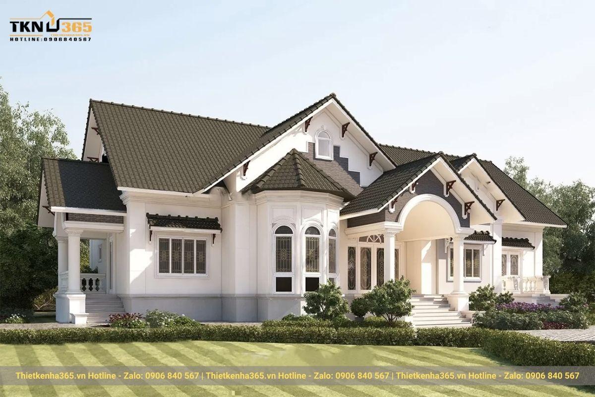 Tông màu trắng xám đặc trưng cùng thiết kế cổ điển Châu Âu giúp gia chủ thể hiện được sự sang trọng và quyền quý