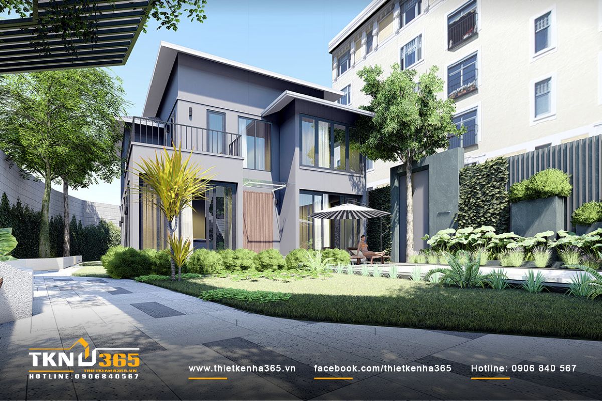 Mẫu biệt thự sân vườn 300m2 hiện đại, không gian rộng, thoáng mát