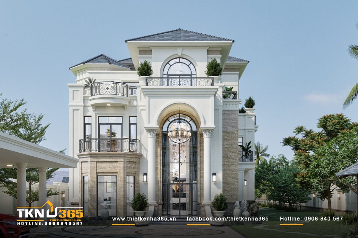 Biệt thự sân vườn 300m2 theo phong cách tân cổ điển mang vẻ đẹp trang nhã, sang trọng