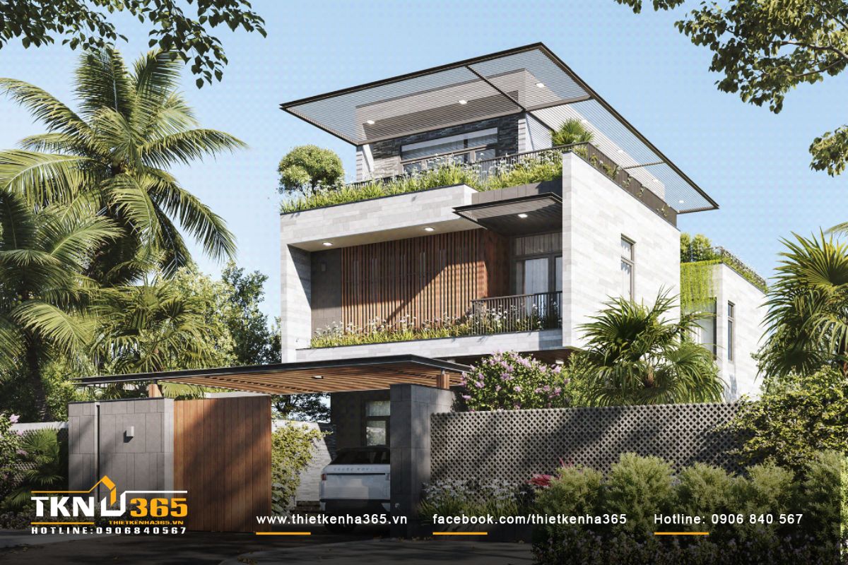 Biệt thự sân vườn 300m2 phong cách Tropical sở hữu màu xanh của cỏ cây và bầu trời