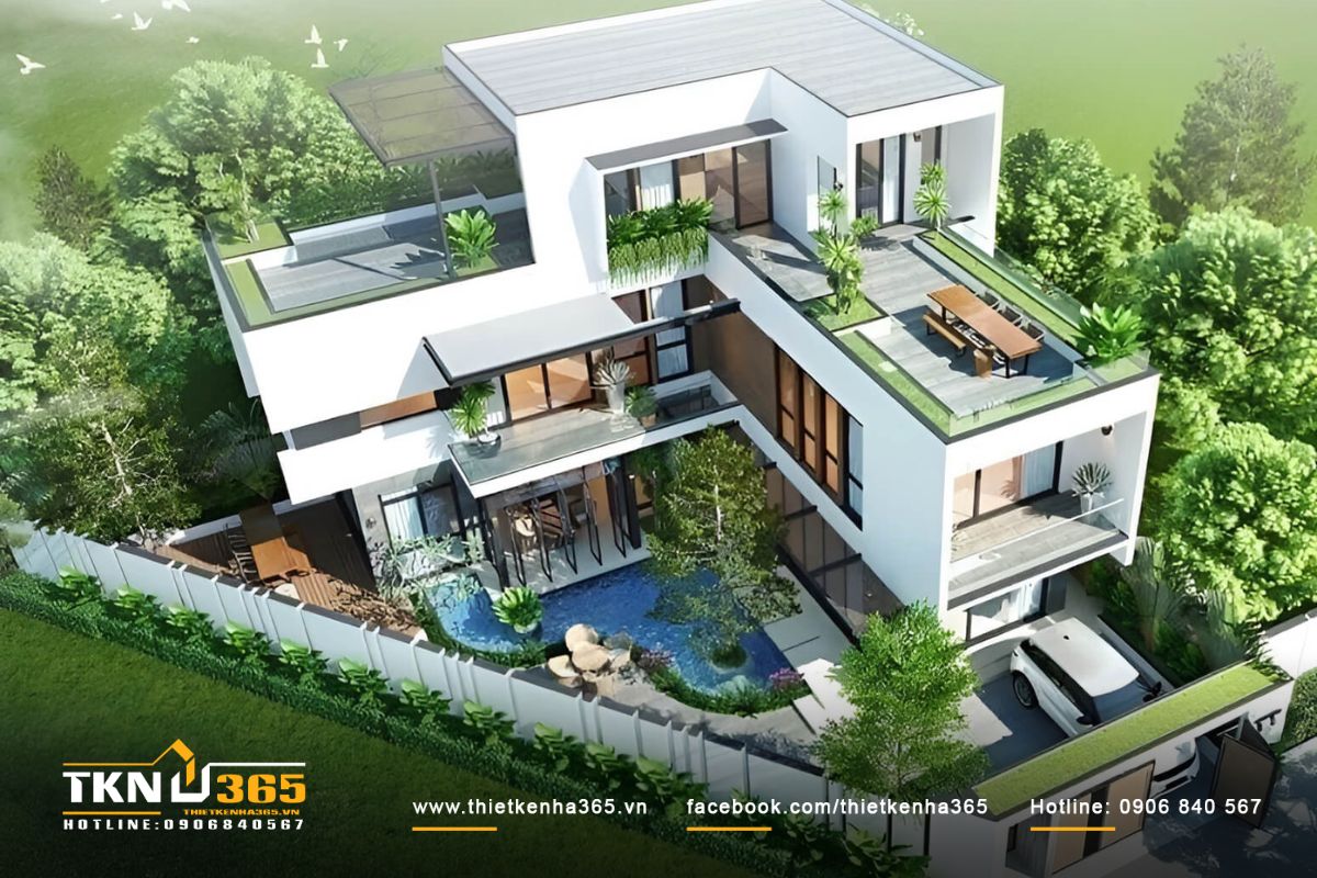 Biệt thự sân vườn 300m2 chữ L có thiết kế sang trọng, tinh tế và tối ưu không gian sống