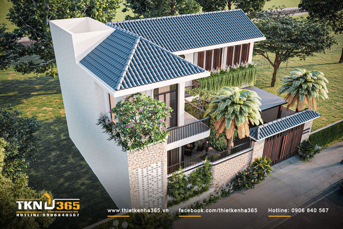 Với thiết kế mái Nhật, biệt thự sân vườn 300m2 mang vẻ đẹp yên bình, ấm cúng