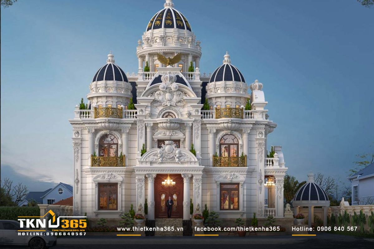 Mẫu biệt thự 3 tầng kiểu Pháp dáng mái chóp thời thượng, độc lạ