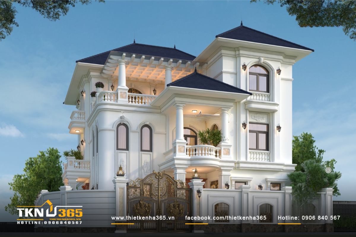 Tổng thể biệt thự được phân chia rõ ràng giữa sảnh chính và phụ