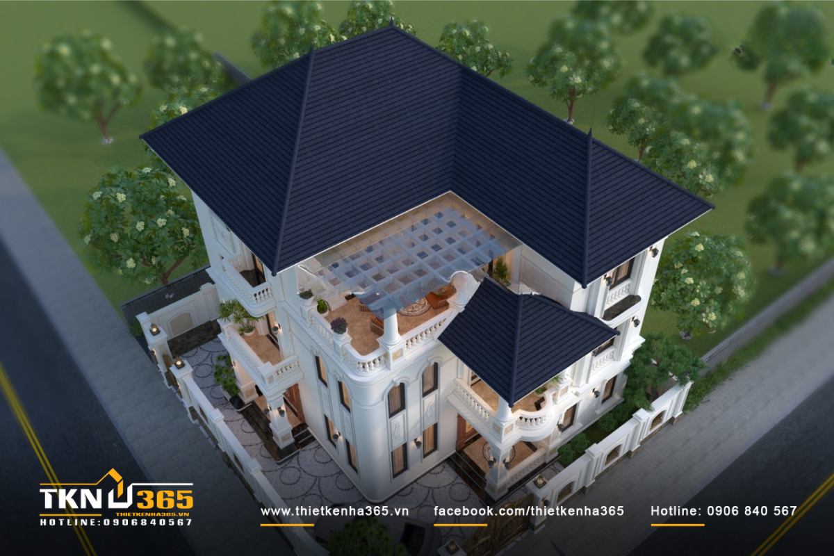 Mẫu biệt thự 3 tầng hai mặt tiền được thiết kế hiện đại, sang trọng và cá tính