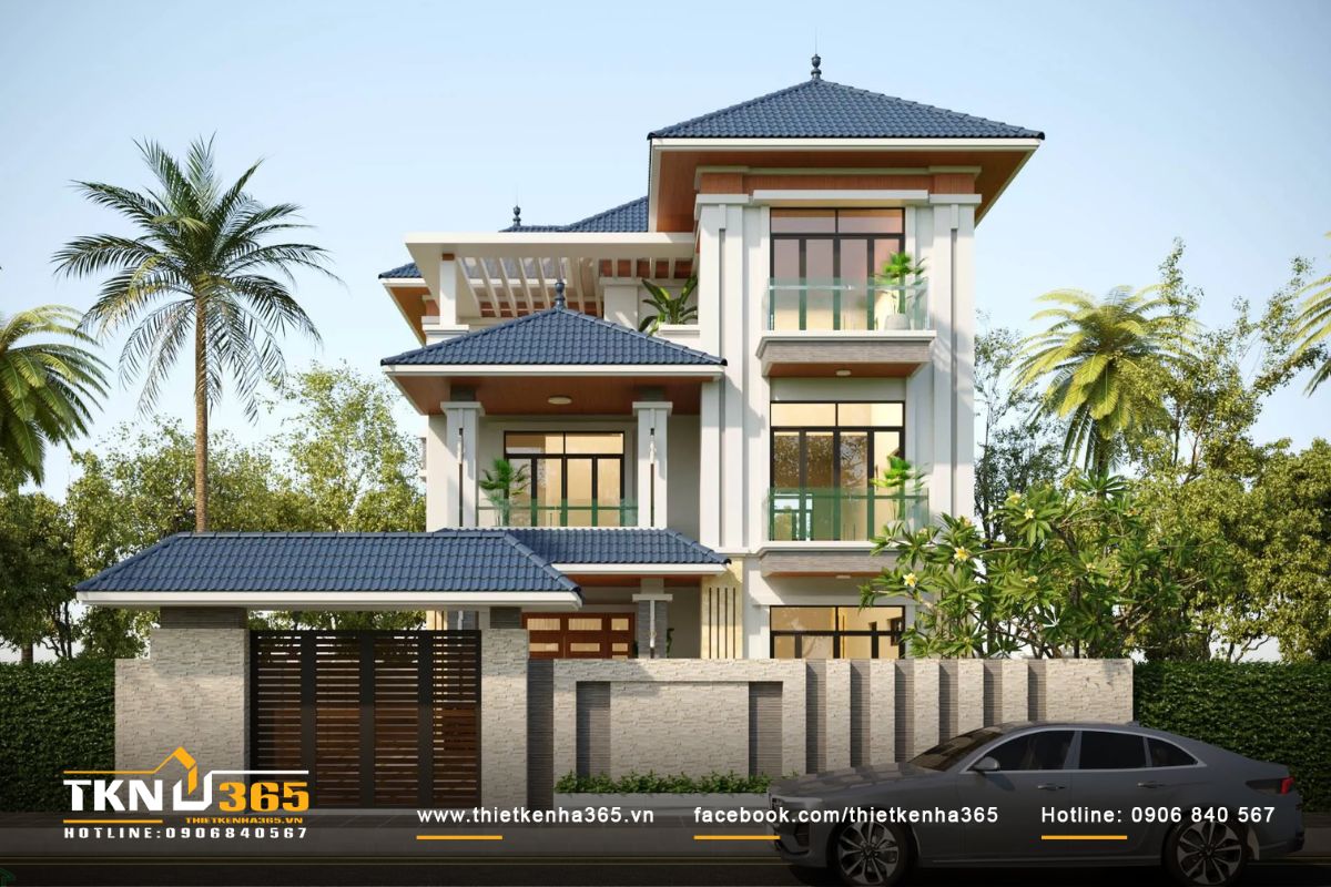 Kiến trúc phóng khoáng, tươi mới của biệt thự 400m2 3 tầng