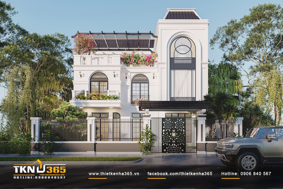 Mẫu biệt thự 400m2 phong cách địa trung hải mát mẻ