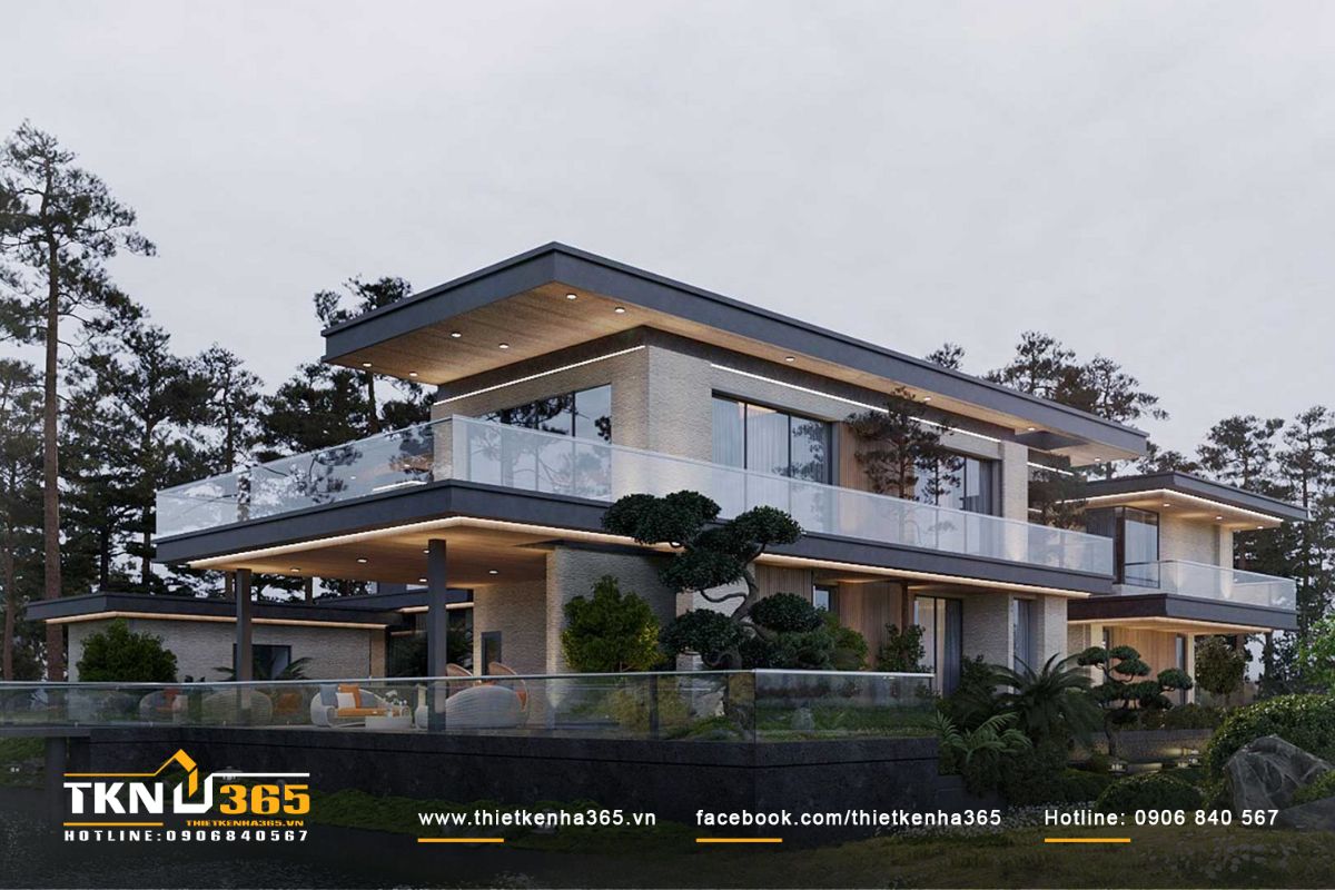 Mẫu biệt thự 2 tầng có kiến trúc hiện đại, độc đáo