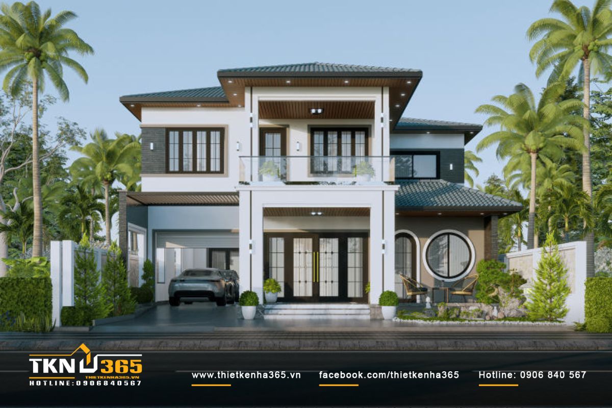 Biệt thự 400m2 gồm 2 tầng thiết kế mái Nhật