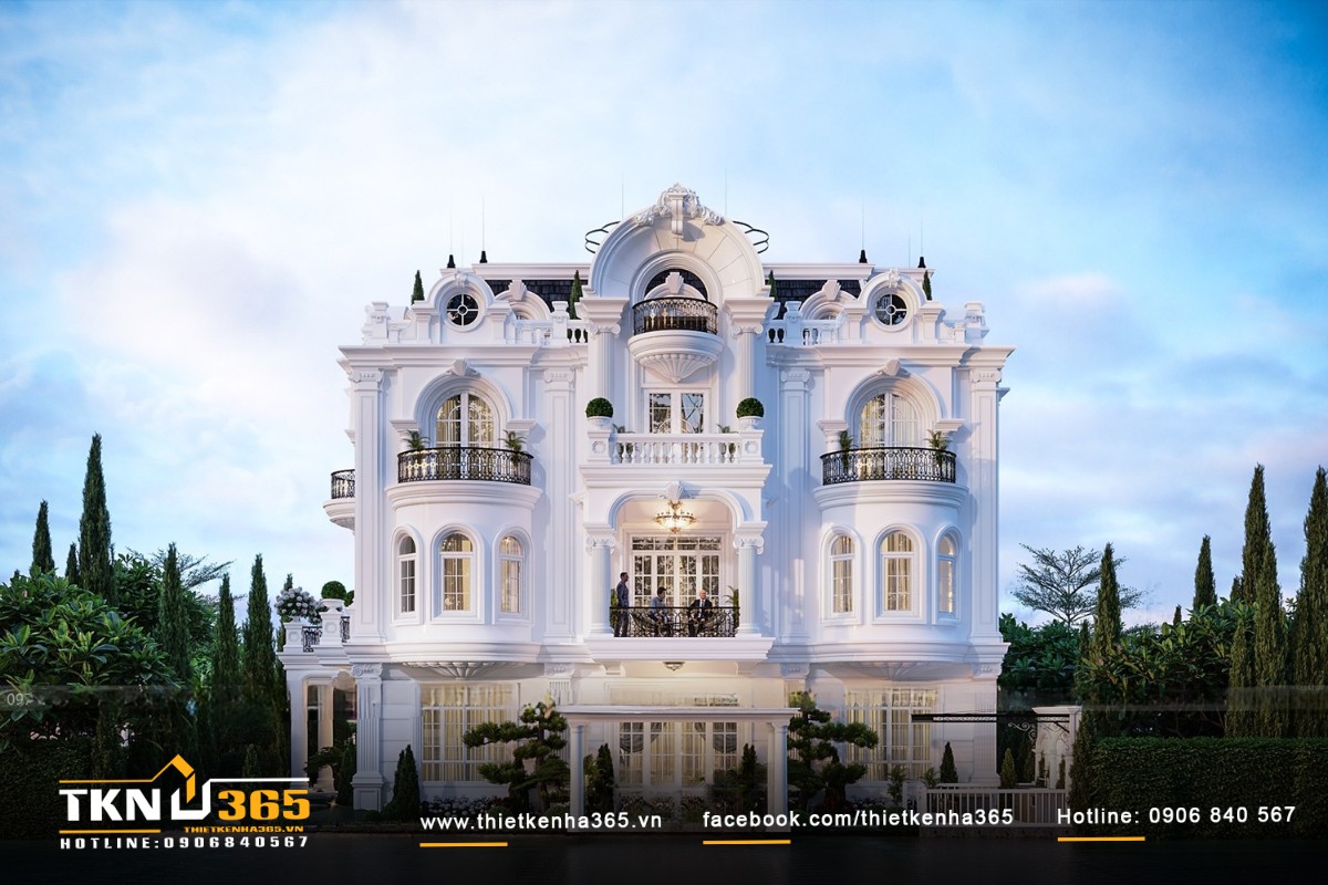 Mẫu biệt thự diện tích 500m2 tân cổ điển trang nhã và quý phái