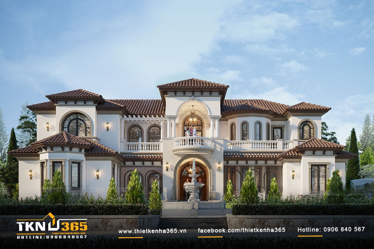 Mẫu biệt thự diện tích 500m2 địa trung hải có cửa vòm đẹp mắt