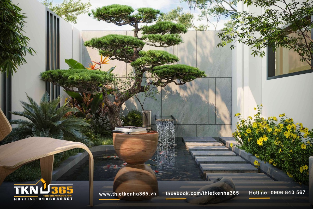 Hồ bơi, ao cá, cảnh quan đặt ở những vị trí đón được ánh nắng mặt trời và gió mát