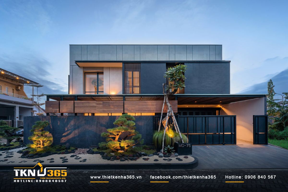 Thiết kế biệt thự 6 phòng ngủ tone đen đẳng cấp