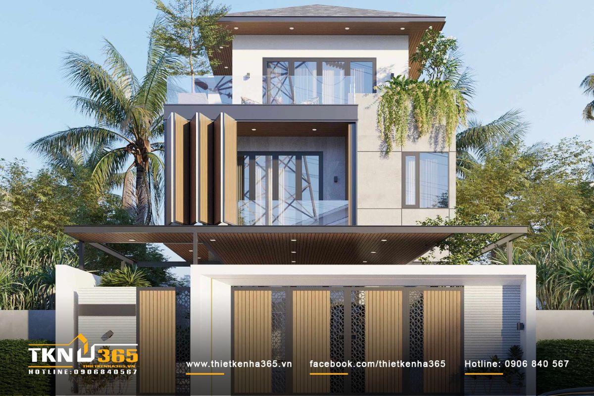 Mẫu thiết kế biệt thự 6 phòng ngủ mái Nhật