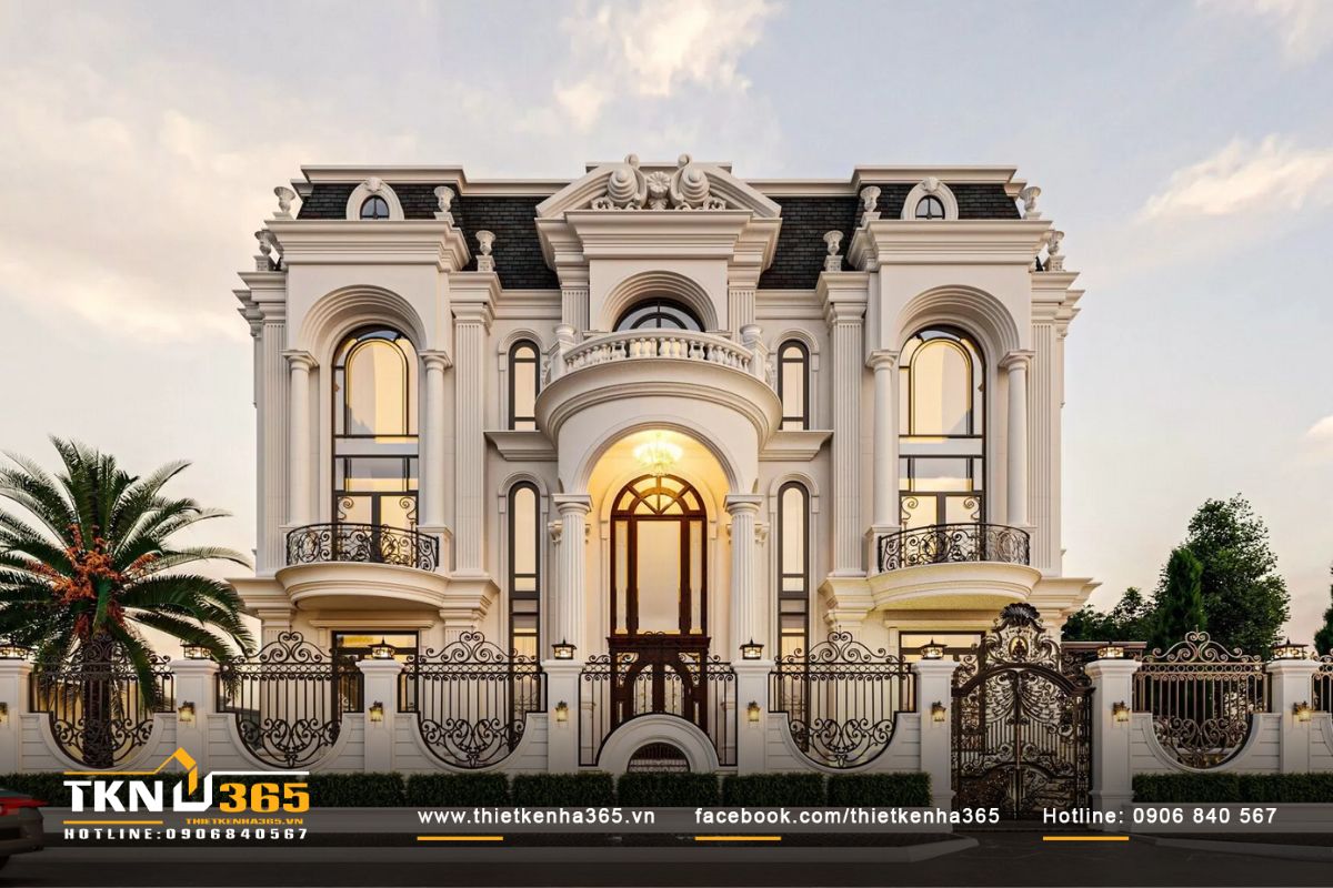 Mẫu biệt thự 6 phòng ngủ mái Mansard