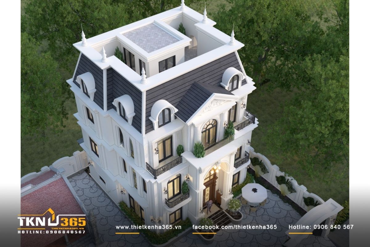 Căn biệt thự nổi bật với hình khối vững chãi, trang trí tinh tế