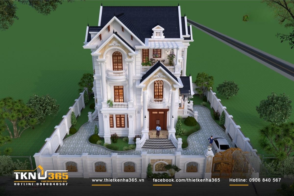 Mái thái ấn tượng mang đến cho công trình 3 tầng vẻ đẹp sang trọng và quý phái