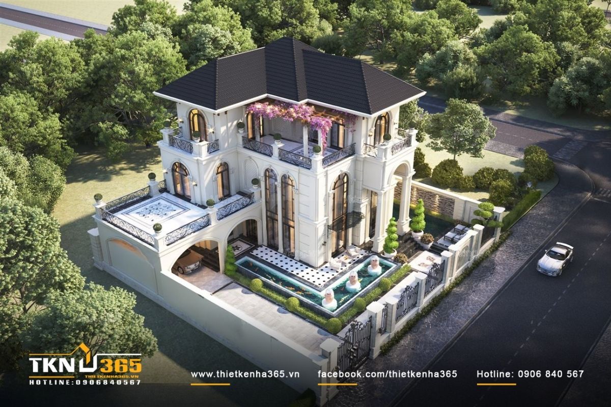 Biệt thự cổ điển 3 tầng hình chữ L thu hút mọi ánh nhìn tại Bắc Giang