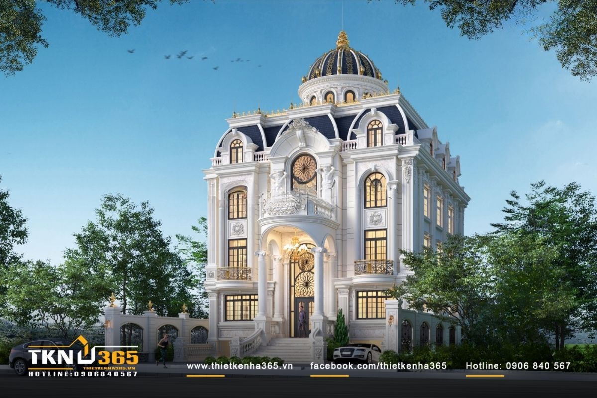 Thiết kế biệt thự 3 tầng cổ điển có tầng hầm của anh Tuấn tại Đà Nẵng