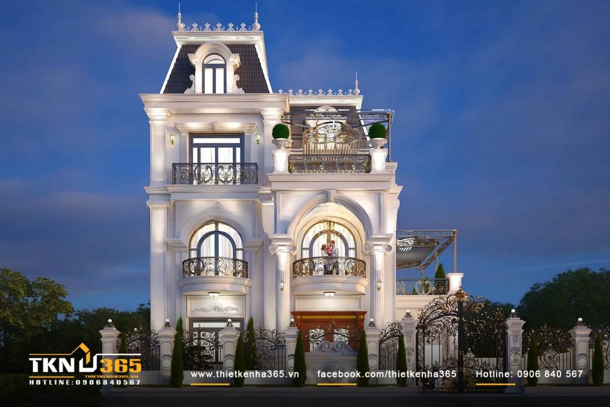 Thiết kế biệt thự cổ điển 3 tầng 1 tum ấn tượng tại Hà Nội
