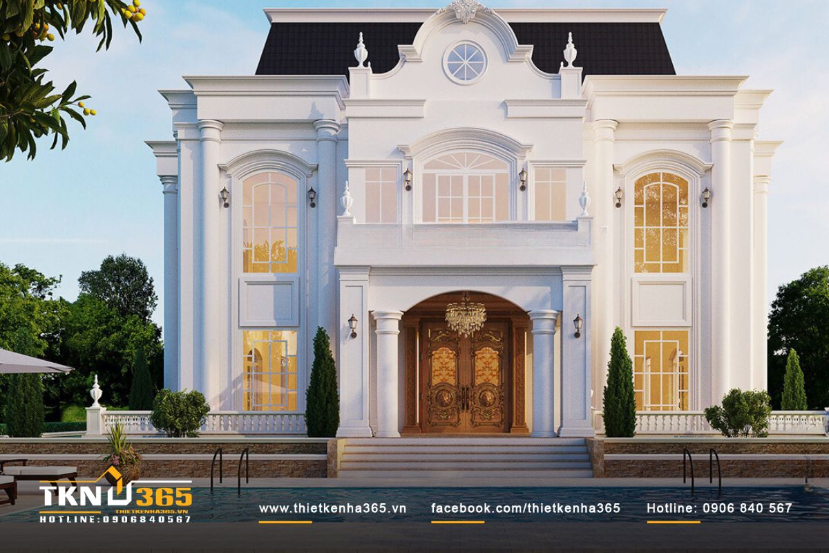 Biệt thự mini có hồ bơi ngoài trời là mẫu kiến trúc sang trọng, ấn tượng