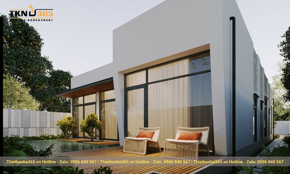 Biệt thự có view hướng hồ bơi với kiến trúc hiện đại, tối giản rất độc đáo