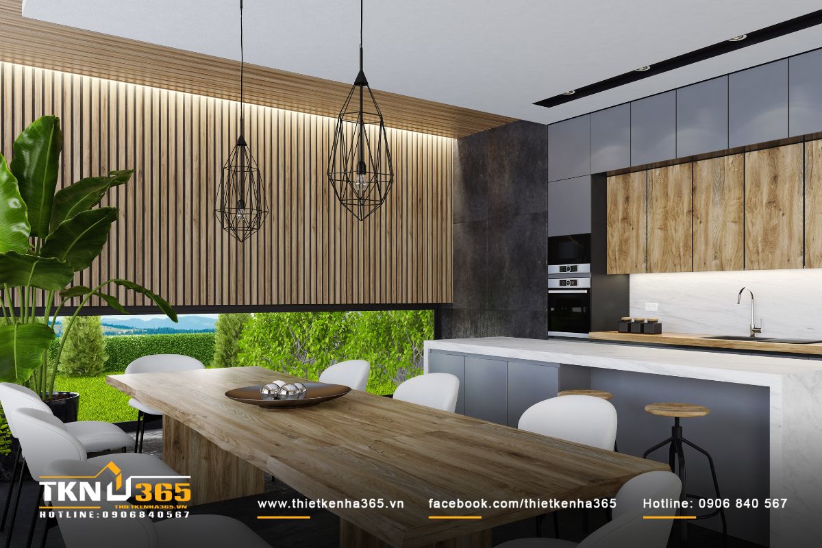 Thiết kế nội thất phòng bếp sinh động