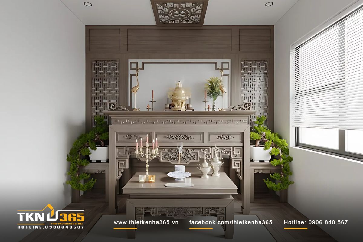 Nội thất phòng thờ trang trọng