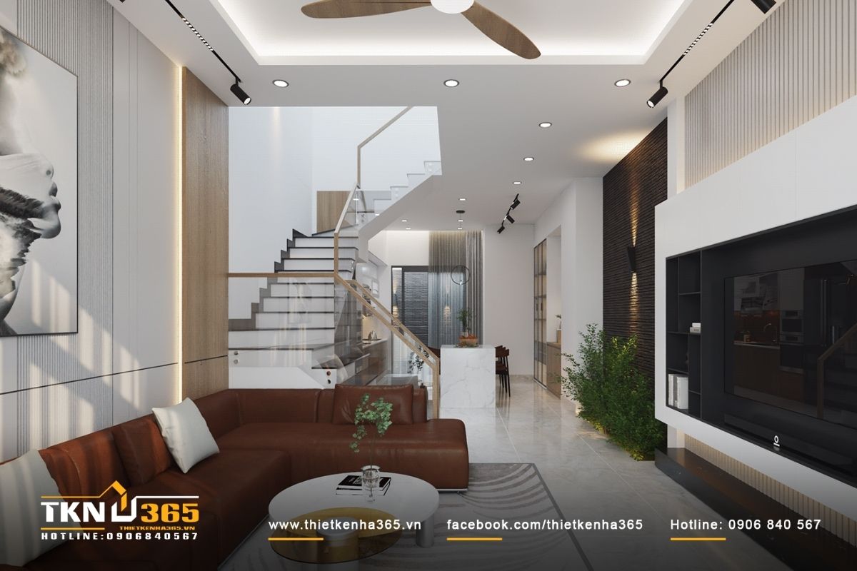 Nội thất phòng khách nhà ống 4 tầng