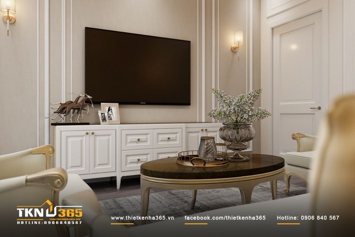 Thiết kế nội thất phòng khách theo phong cách tân cổ điển