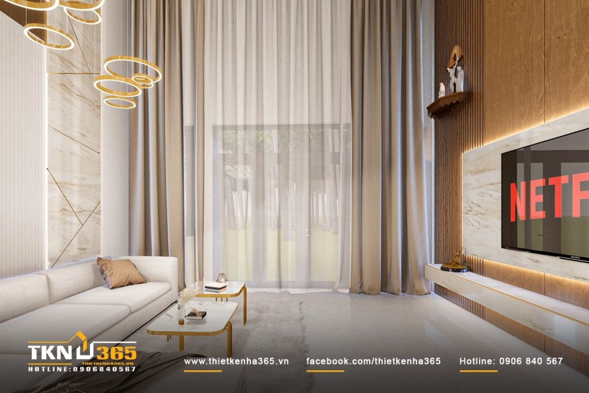 Thiết kế phòng khách màu sắc trang nhã thoải mái cho gia đình