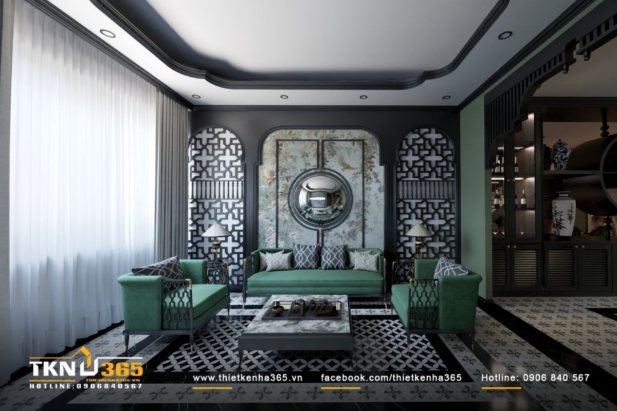 Nội thất nhà phố 4 tầng phong cách Indochine ấn tượng