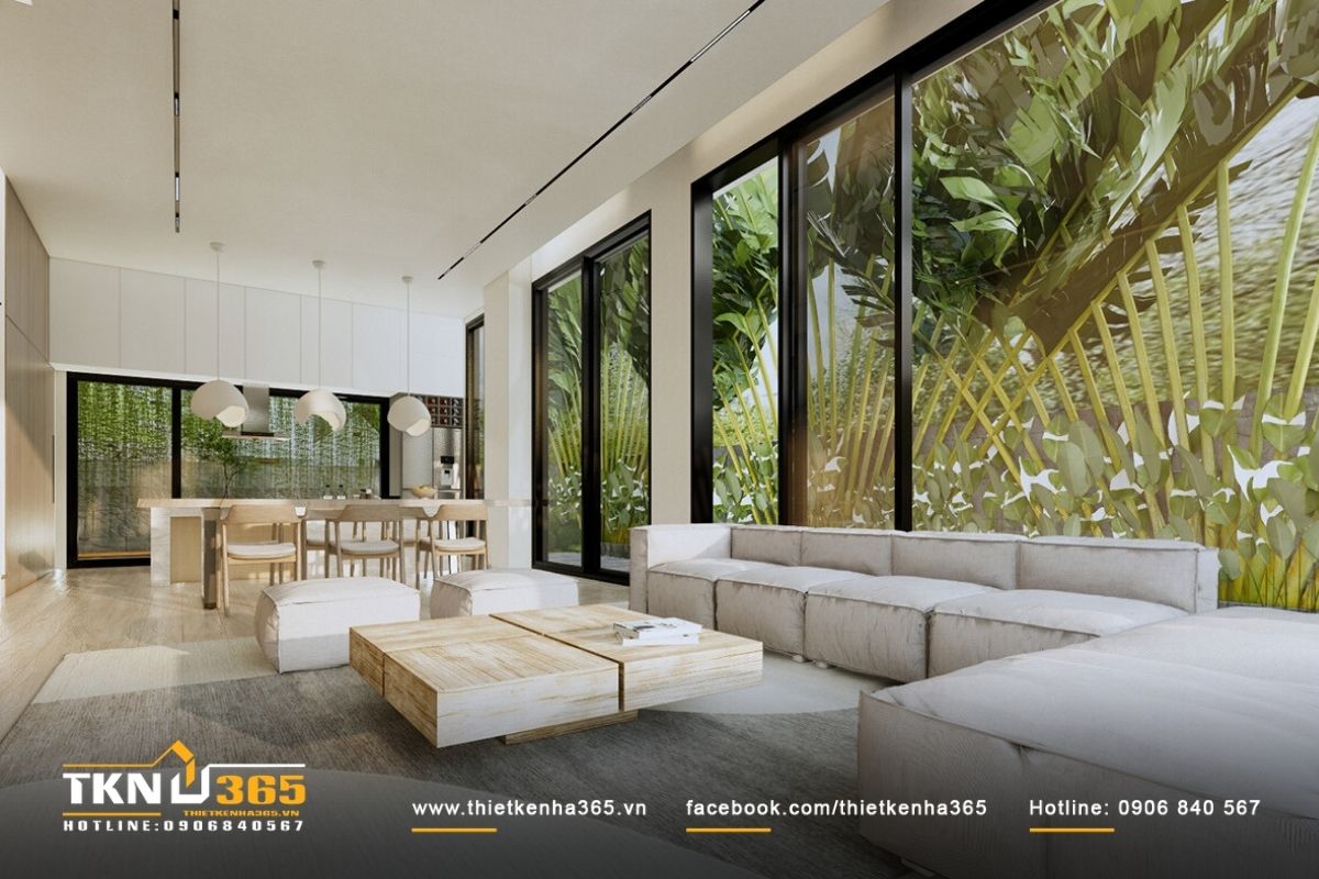 Mẫu nội thất nhà phố 4 tầng phong cách nhiệt đới