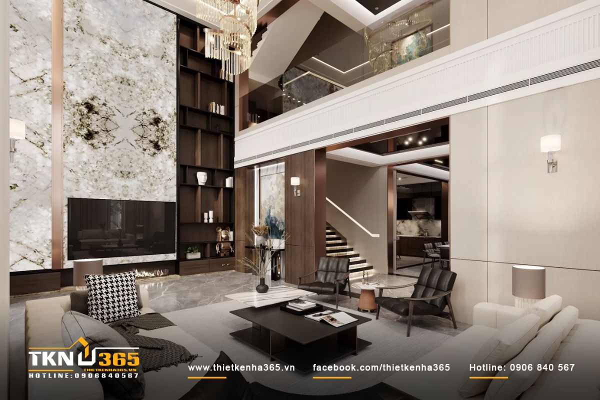 Bàn trà đôi được thiết kế tinh tế, khéo léo, tạo điểm nhấn ấn tượng cho không gian tiếp khách