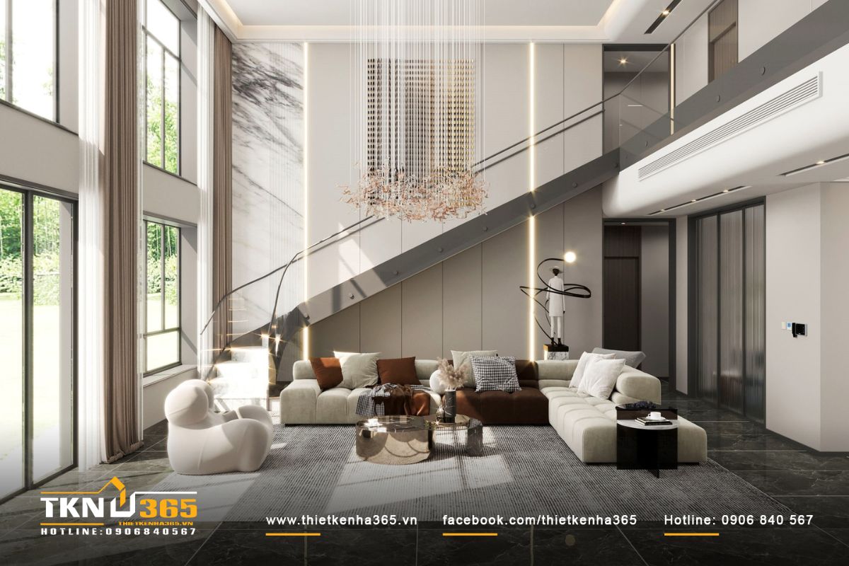 Lựa chọn chất liệu nội thất là yếu tố then chốt, ảnh hưởng lớn đến độ bền và phong cách thẩm mỹ của phòng khách biệt thự