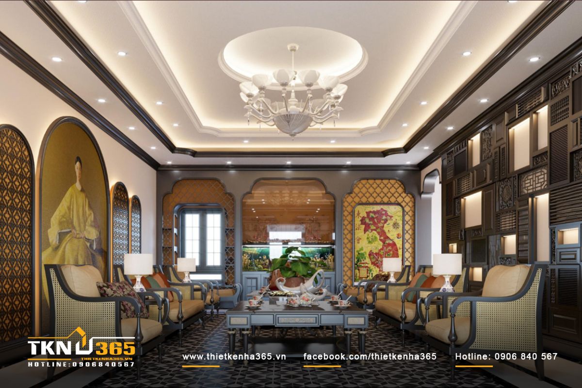 Các chi tiết phong cách Indochine được thể hiện rõ nét qua những chất liệu quen thuộc