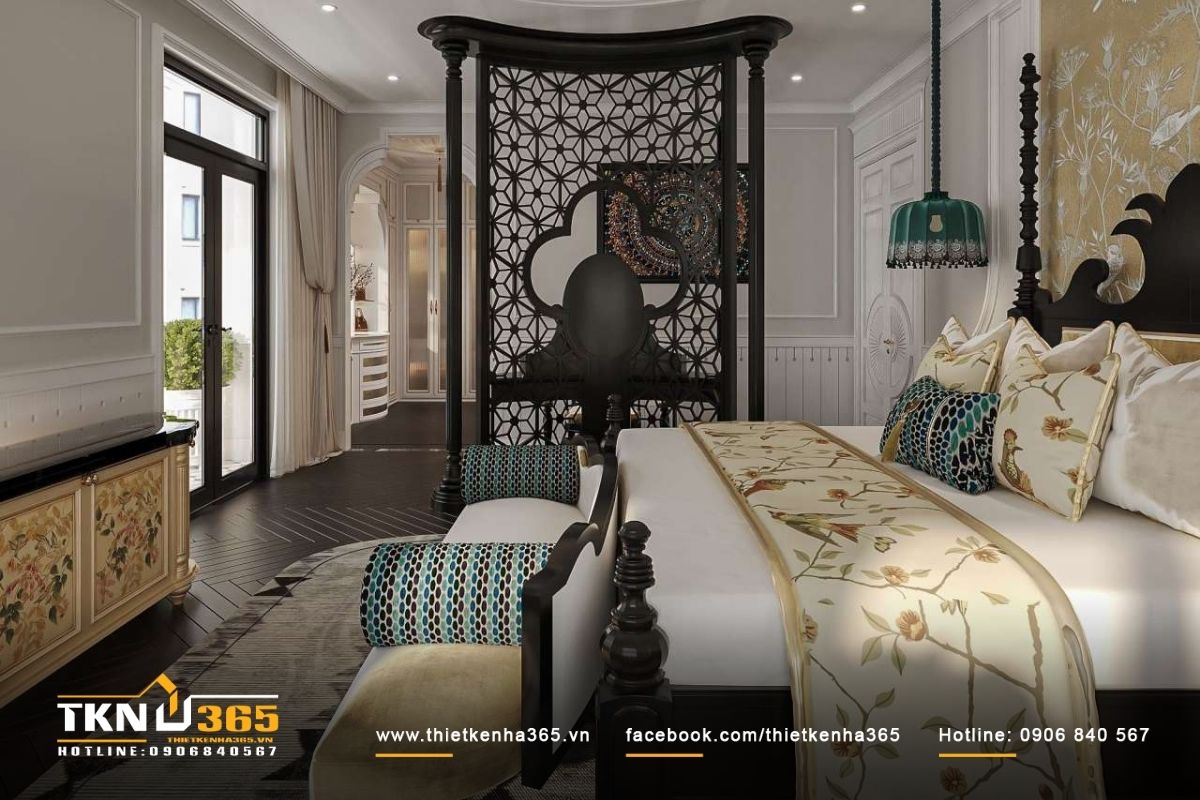 Không gian phòng ngủ rộng rãi được trang bị đầy đủ tất cả các tiện ích cần thiết