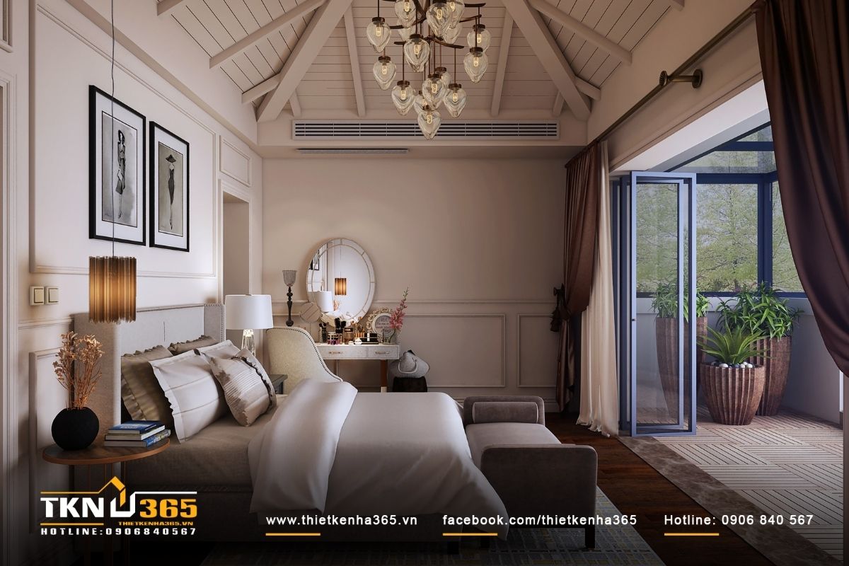 Phòng ngủ nhà biệt thự theo phong cách Luxury biểu tượng cho sự xa hoa và đẳng cấp