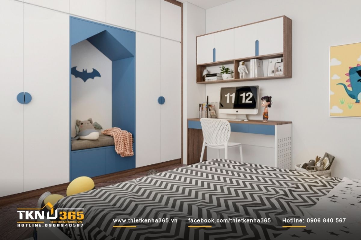 Nội thất phòng ngủ biệt thự cho bé trai được thiết kế đa năng