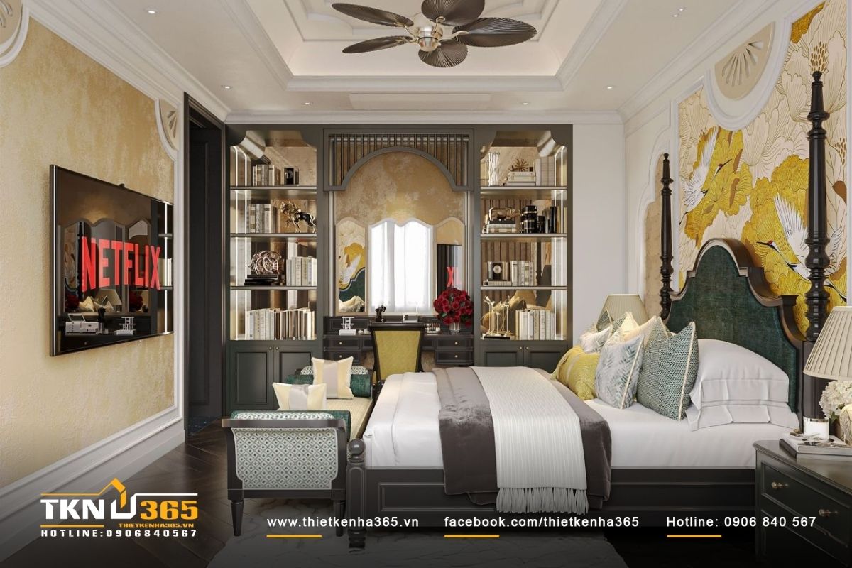 Giường ngủ được thiết kế với độ cao phù hợp và nệm êm ái, giúp dễ dàng lên xuống và mang lại giấc ngủ sâu