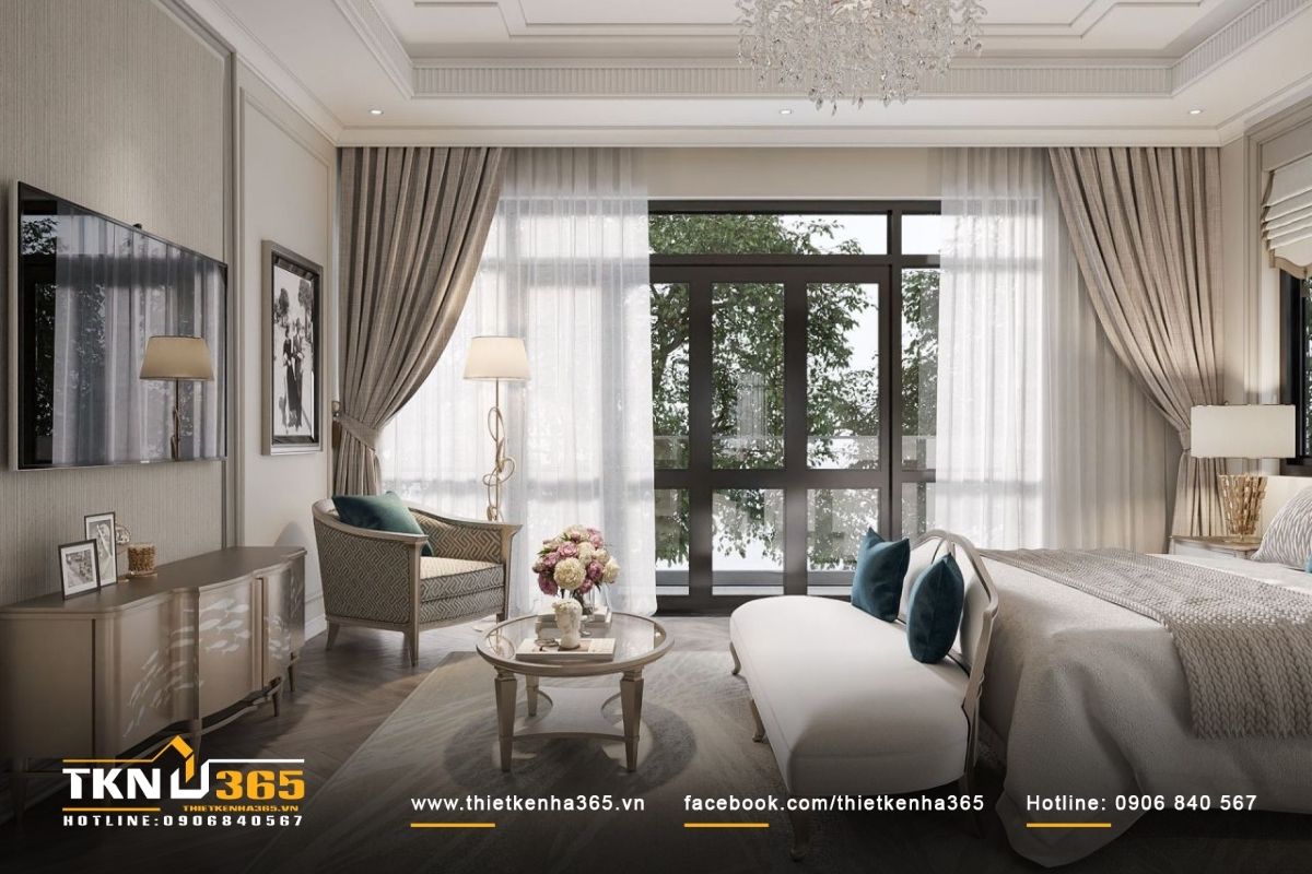 Thiết kế cửa sổ lớn tối ưu ánh sáng, làm nổi bật vẻ đẹp của các vật liệu cao cấp trong phòng