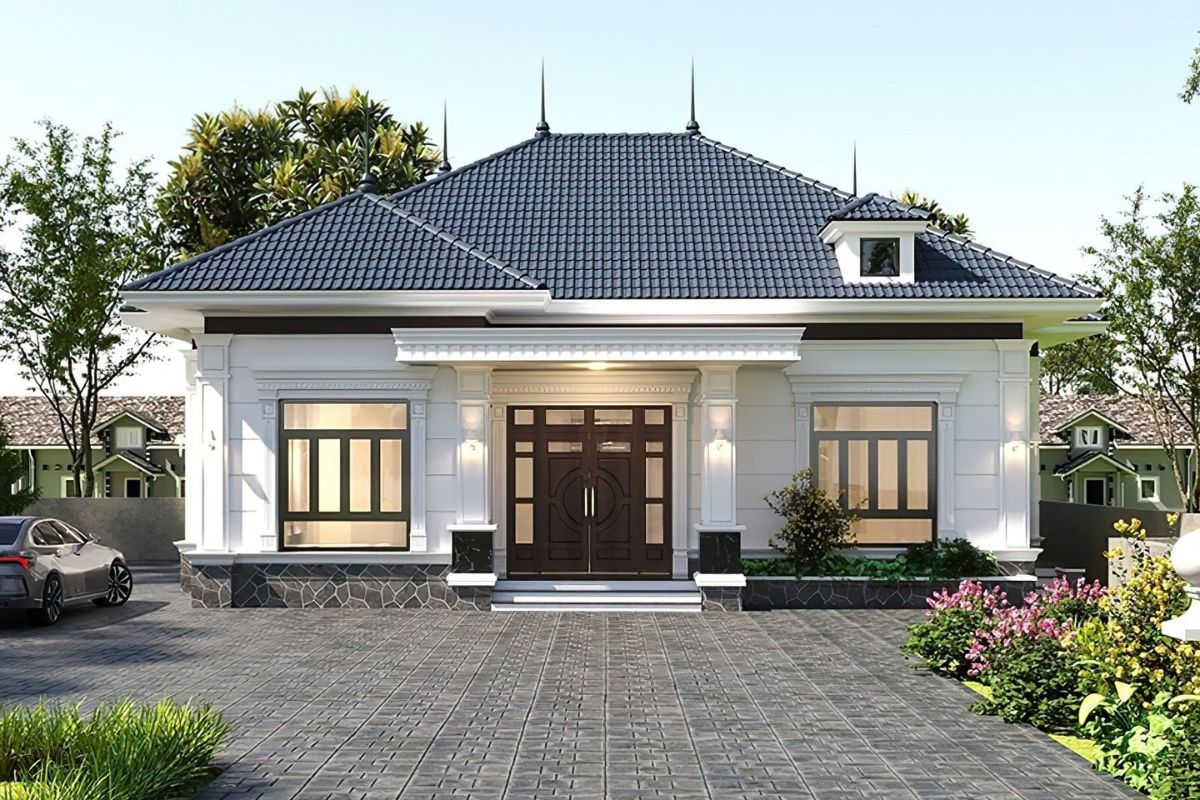 Nhà 1 tầng 4 phòng ngủ 150m2 sẽ có đủ không gian sinh hoạt cho đại gia đình