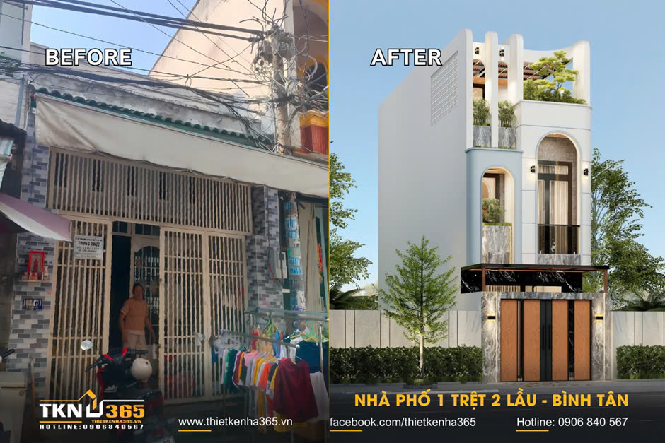 nhà phố 1 trệt 2 lầu ở